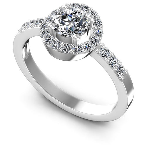 Round Diamonds 0.70CT Halo Ring in 14KT White Gold