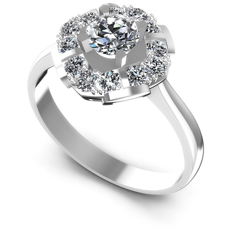 Round Diamonds 0.85CT Halo Ring in 14KT White Gold