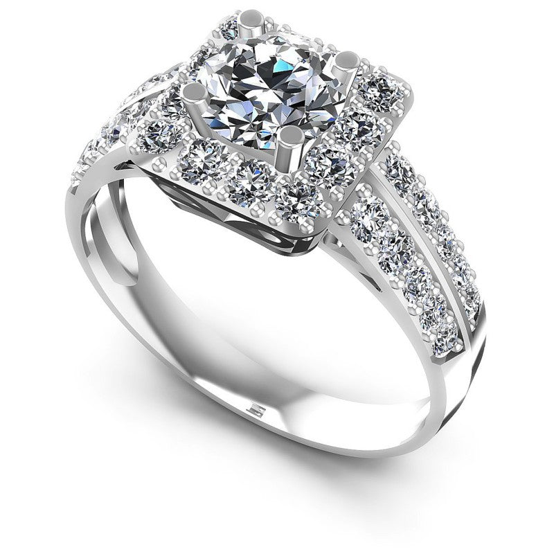 Round Diamonds 1.30CT Halo Ring in 14KT White Gold