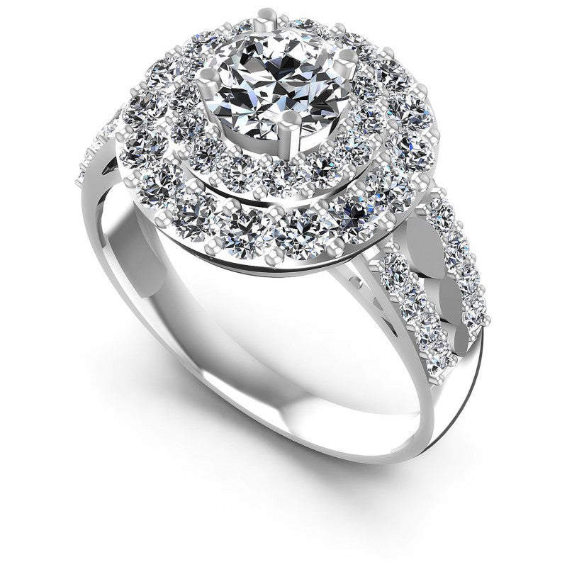 Round Diamonds 1.60CT Halo Ring in 14KT White Gold