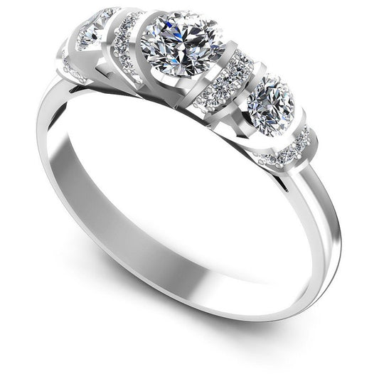 Round Diamonds 0.85CT Three Stone Ring in 14KT White Gold