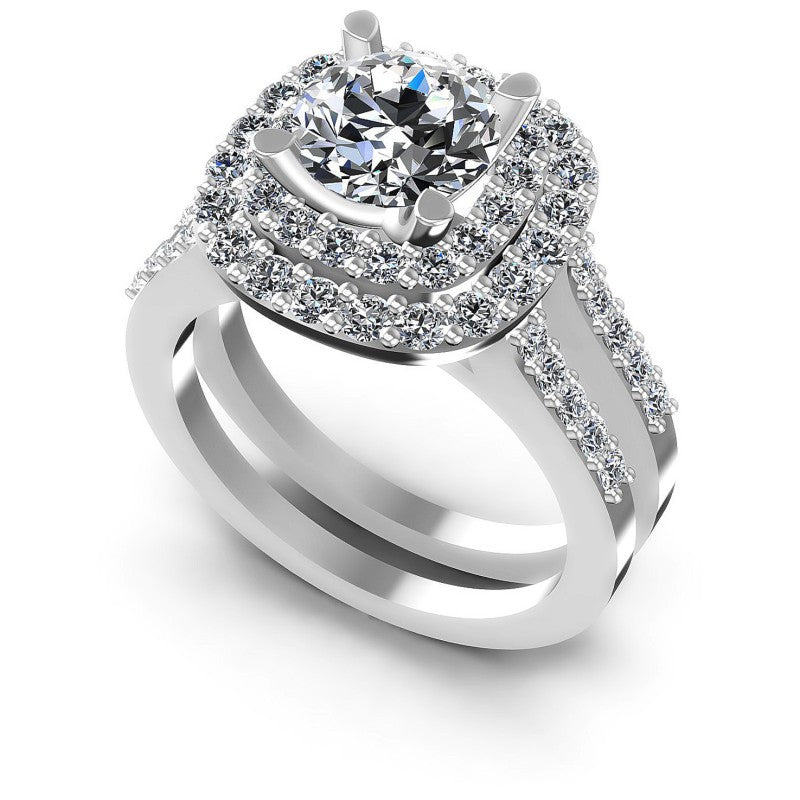 Round Diamonds 1.40CT Halo Ring in 14KT White Gold