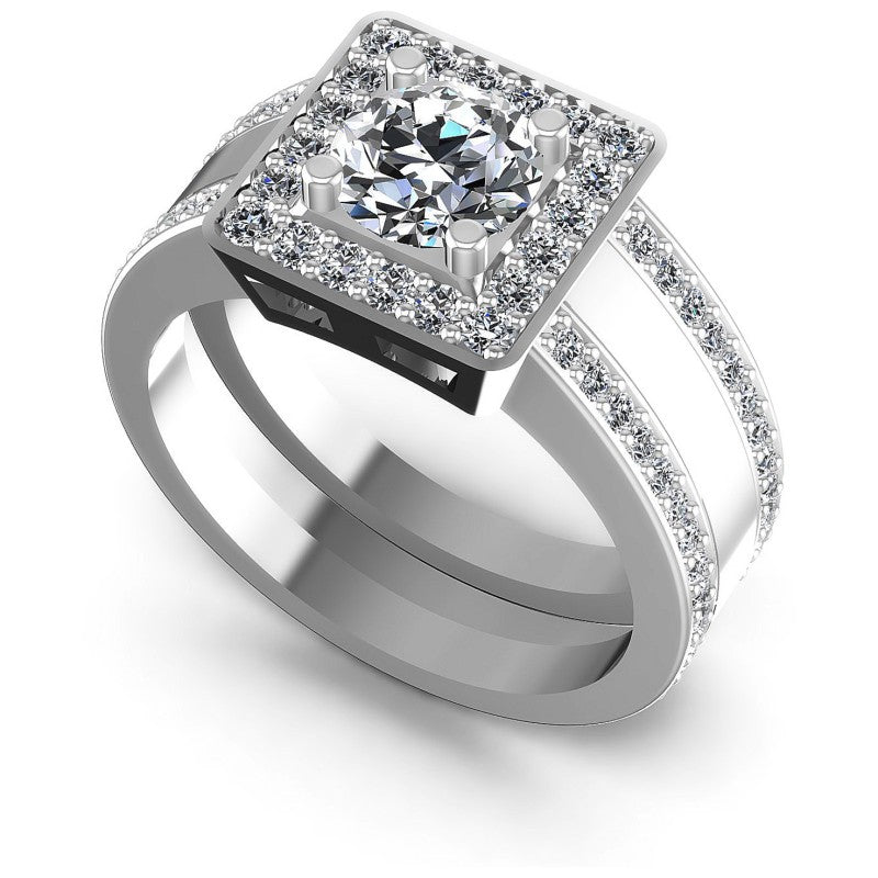 Round Diamonds 1.20CT Halo Ring in 14KT White Gold