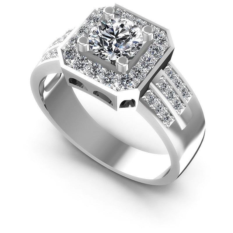 Round Diamonds 0.80CT Halo Ring in 14KT White Gold