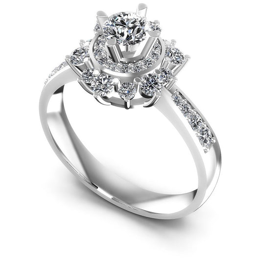 Round Diamonds 0.95CT Halo Ring in 14KT White Gold