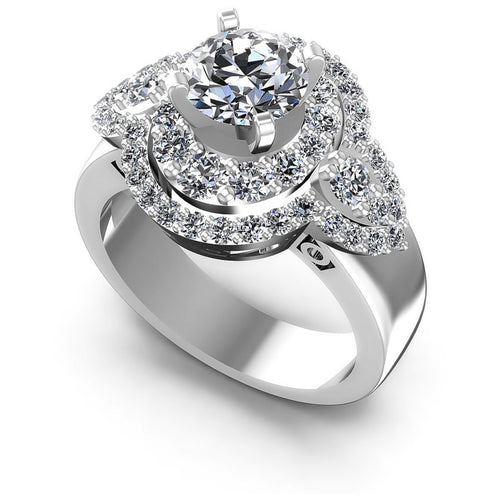 Round Diamonds 1.55CT Halo Ring in 14KT White Gold