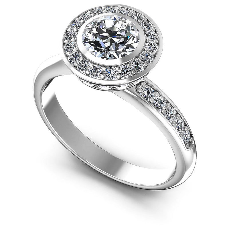 Round Diamonds 0.95CT Halo Ring in 14KT White Gold