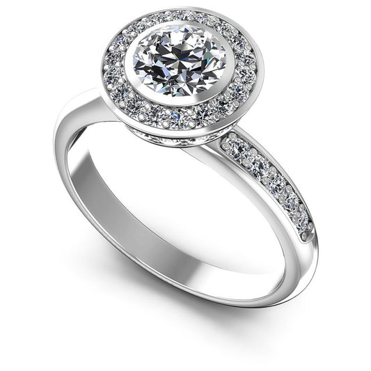 Round Diamonds 0.95CT Halo Ring in 14KT White Gold