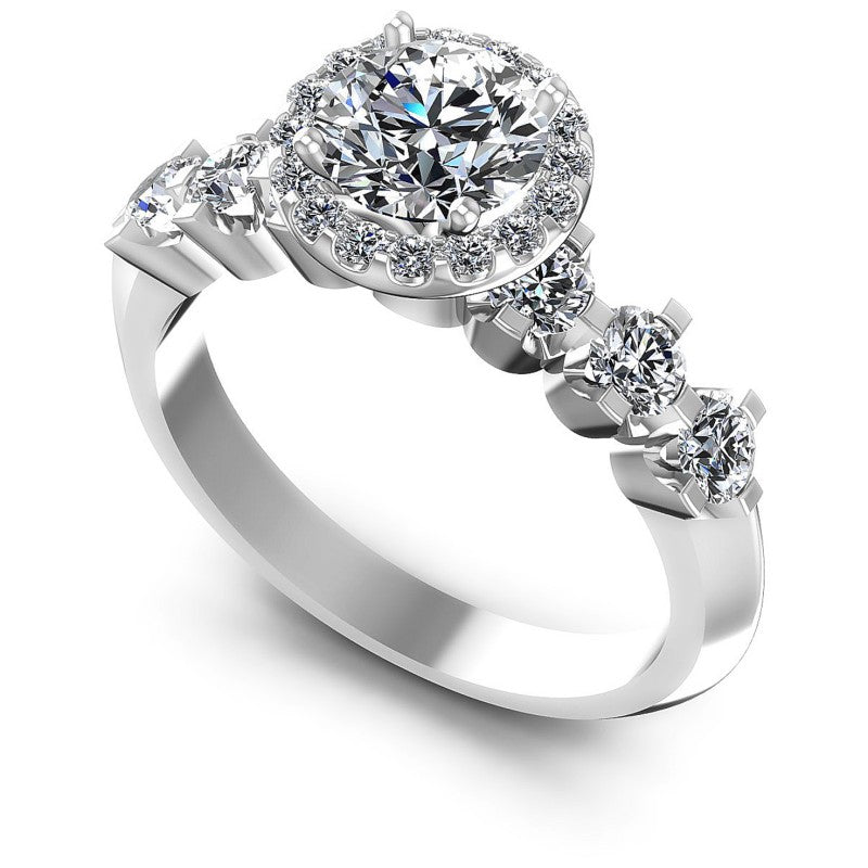 Round Diamonds 1.20CT Halo Ring in 14KT White Gold