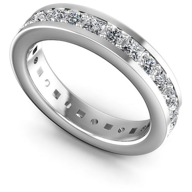 Princess and Round Diamonds 2.10CT Eternity Ring in 14KT White Gold