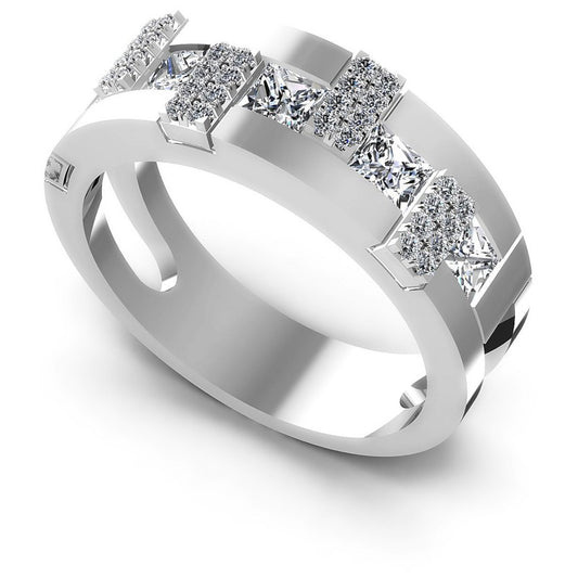Princess and Round Diamonds 1.10CT Diamonds Wedding Band in 14KT White Gold