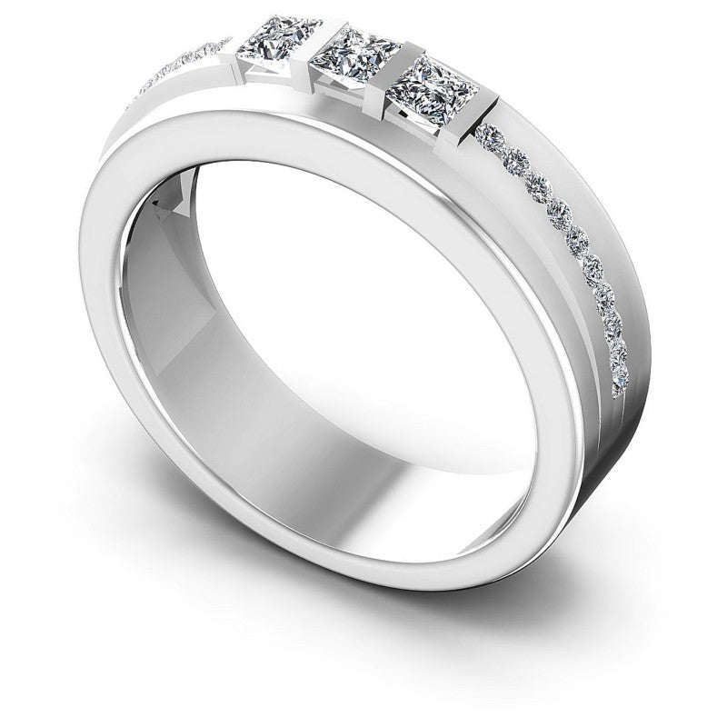 Princess and Round Diamonds 0.45CT Diamonds Wedding Band in 14KT White Gold