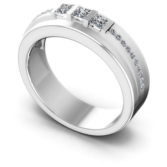 Princess and Round Diamonds 0.45CT Diamonds Wedding Band in 14KT White Gold