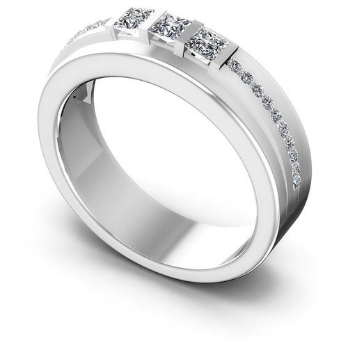 Princess and Round Diamonds 0.45CT Diamonds Wedding Band in 14KT White Gold