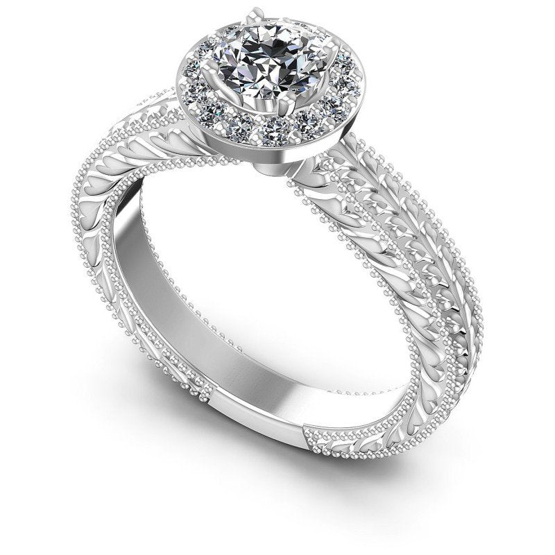 Round Diamonds 0.55CT Antique Ring in 14KT White Gold