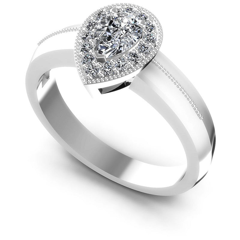 Round and Pear Diamonds 0.50CT Antique Ring in 14KT White Gold