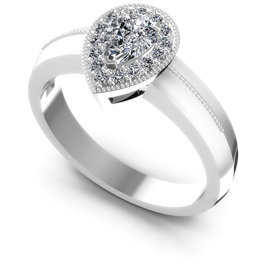 Round and Pear Diamonds 0.50CT Antique Ring in 14KT White Gold