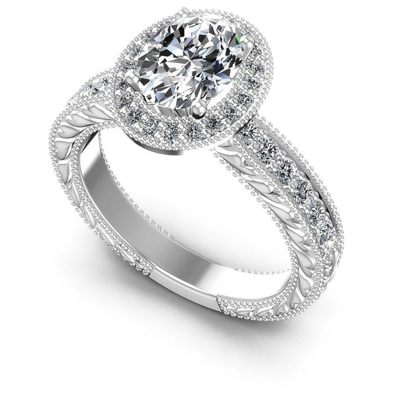 Round Diamonds 0.55CT Antique Ring in 14KT White Gold