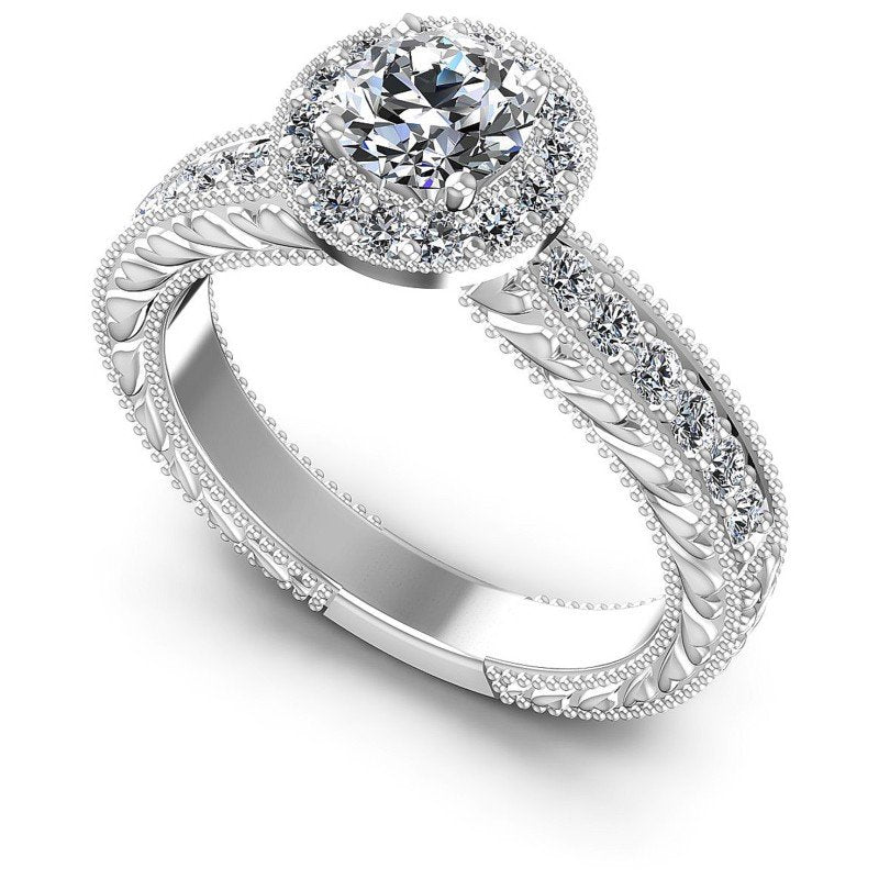 Round Diamonds 0.55CT Antique Ring in 14KT White Gold