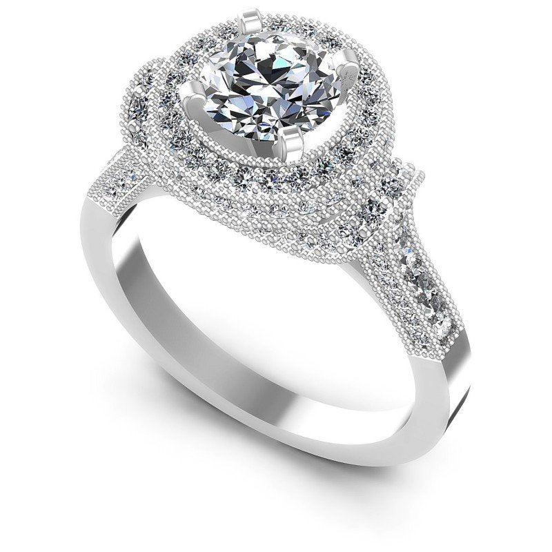 Round Diamonds 1.30CT Antique Ring in 14KT White Gold