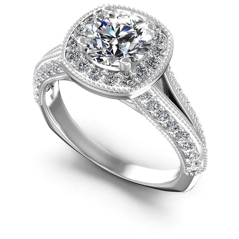 Round Diamonds 1.10CT Antique Ring in 14KT White Gold