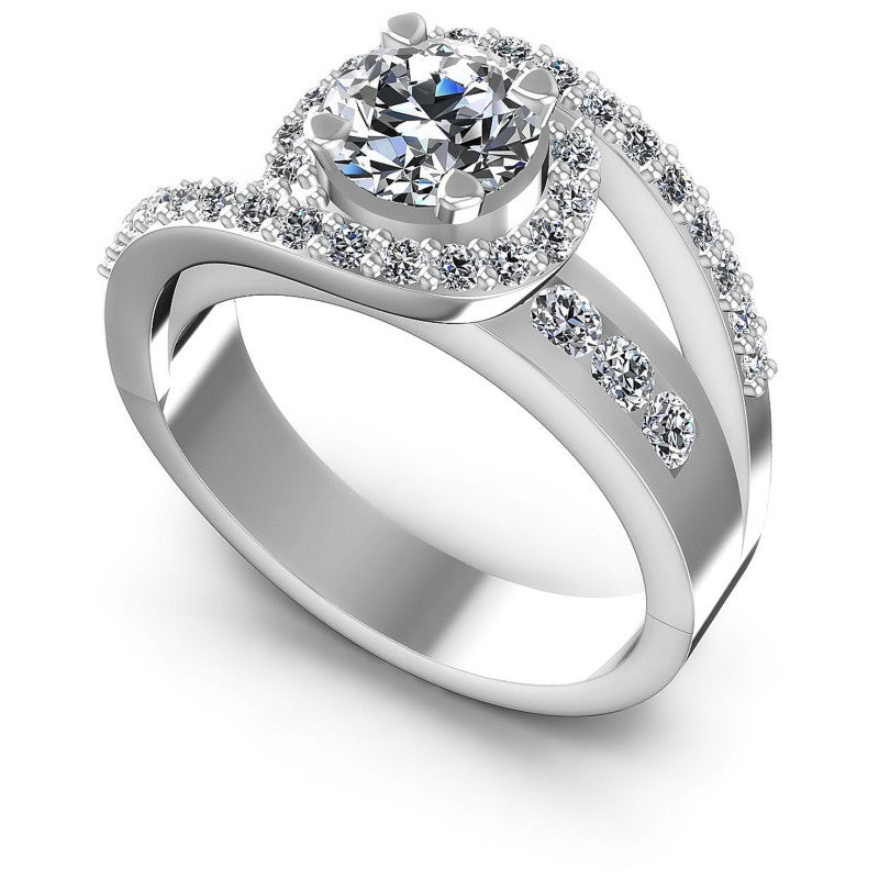 Round Diamonds 1.05CT Engagement Ring in 14KT White Gold