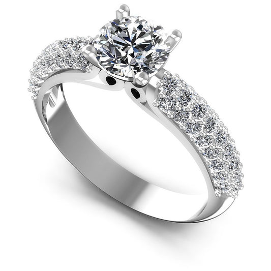Round Diamonds 0.95CT Engagement Ring in 14KT White Gold