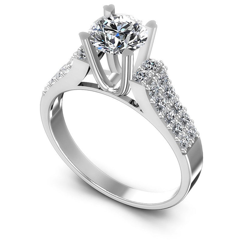 Round Diamonds 0.90CT Engagement Ring in 14KT White Gold