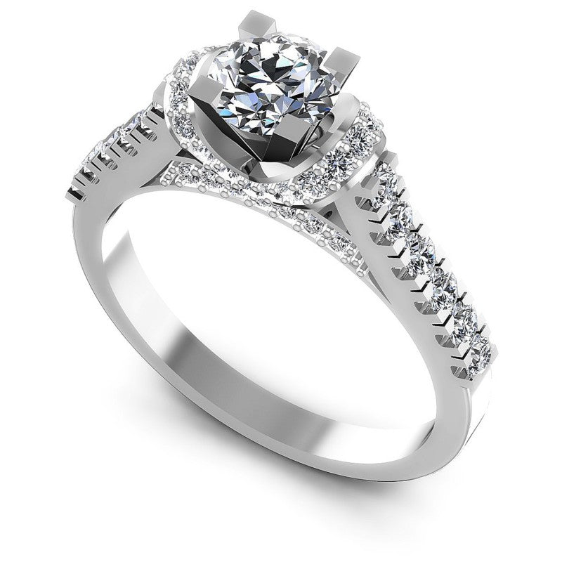 Round Diamonds 0.90CT Engagement Ring in 14KT White Gold