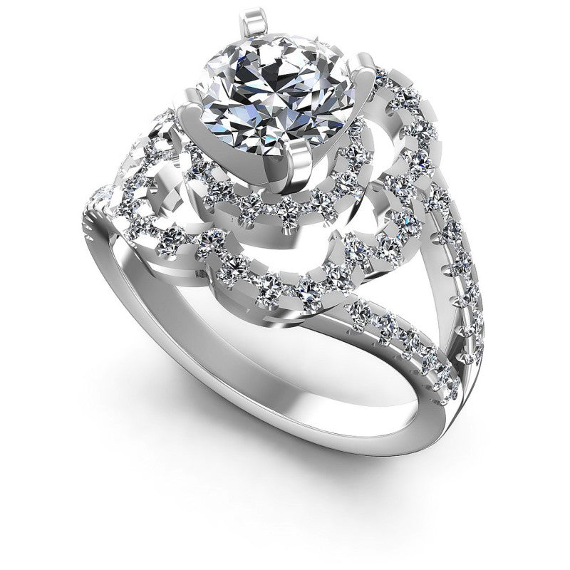 Round Diamonds 1.30CT Engagement Ring in 14KT White Gold