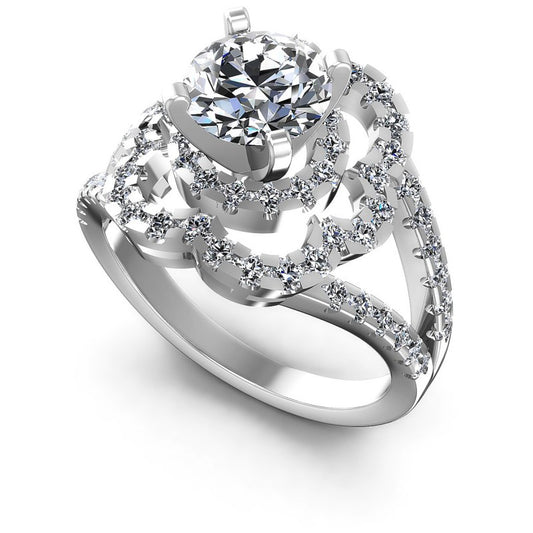 Round Diamonds 1.30CT Engagement Ring in 14KT White Gold