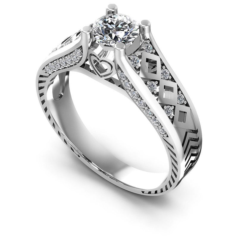 Round Diamonds 0.55CT Engagement Ring in 14KT White Gold