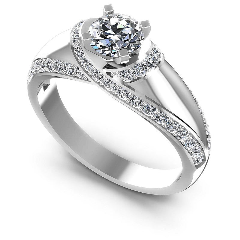 Round Diamonds 1.05CT Engagement Ring in 14KT White Gold