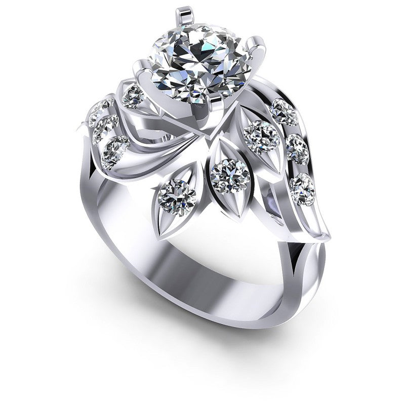 Round Diamonds 1.05CT Engagement Ring in 14KT White Gold