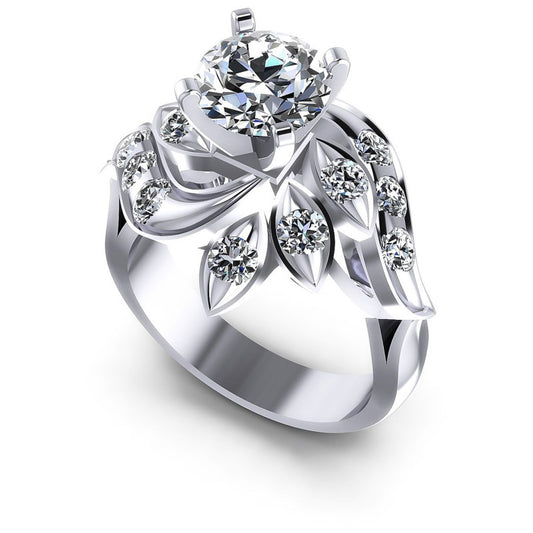 Round Diamonds 1.05CT Engagement Ring in 14KT White Gold