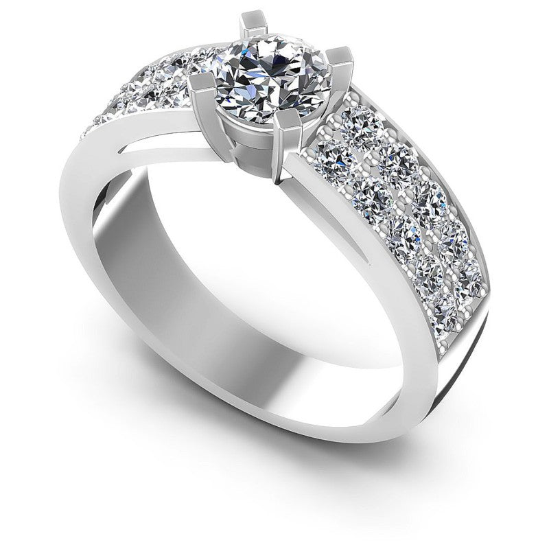 Round Diamonds 1.05CT Engagement Ring in 14KT White Gold