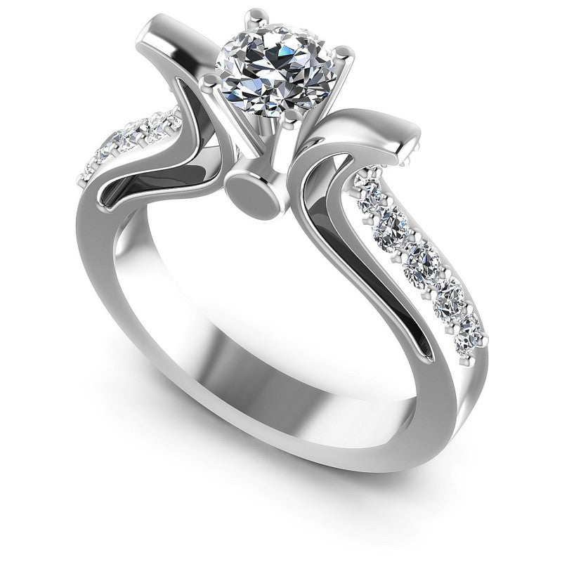 Round Diamonds 0.80CT Engagement Ring in 14KT White Gold