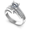 Princess and Round Diamonds 1.15CT Engagement Ring in 14KT White Gold