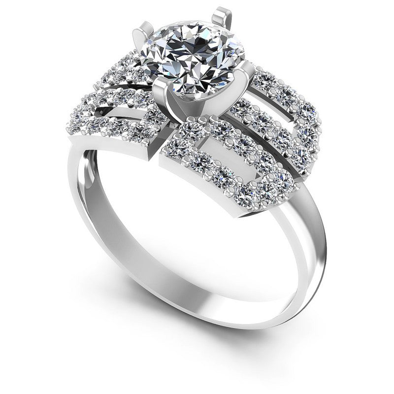Round Diamonds 1.00CT Engagement Ring in 14KT White Gold