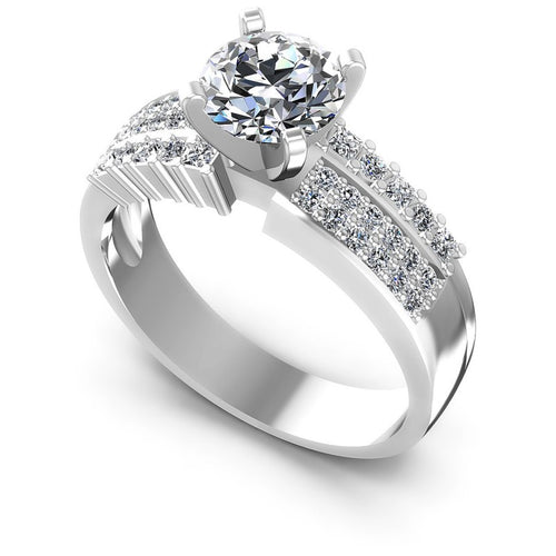 Princess and Round Diamonds 0.80CT Engagement Ring in 14KT White Gold