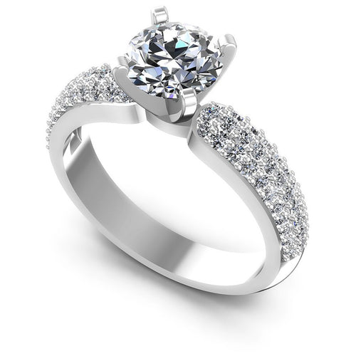 Round Diamonds 0.85CT Engagement Ring in 14KT White Gold