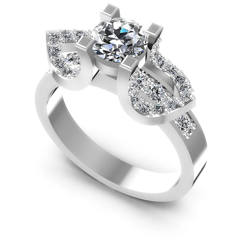 Round Diamonds 0.90CT Engagement Ring in 14KT White Gold