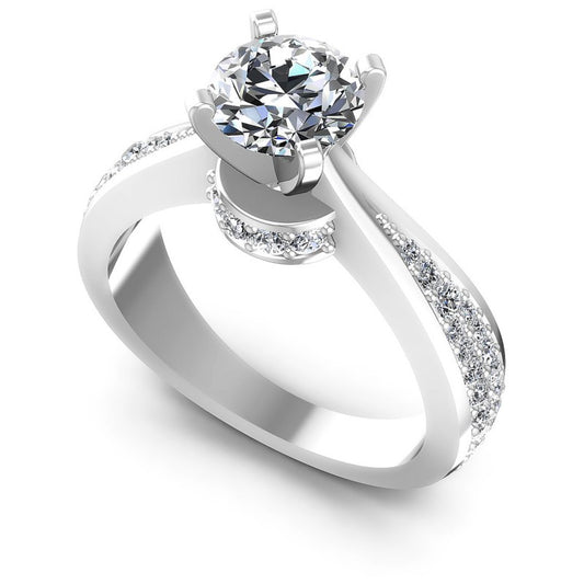 Round Diamonds 0.95CT Engagement Ring in 14KT White Gold
