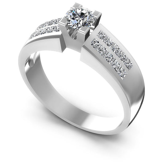 0.85CT Round And Princess  Cut Diamonds Engagement Rings