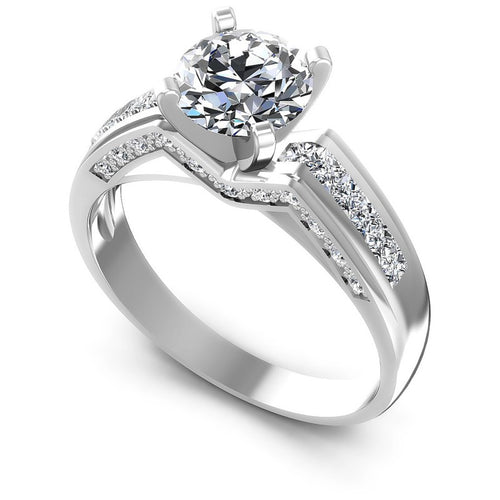Princess and Round Diamonds 0.80CT Engagement Ring in 14KT White Gold
