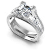 Baguette and Princess and Round Diamonds 1.80CT Engagement Ring in 14KT White Gold