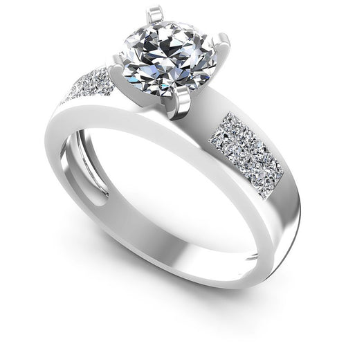 Princess and Round Diamonds 0.75CT Engagement Ring in 14KT White Gold