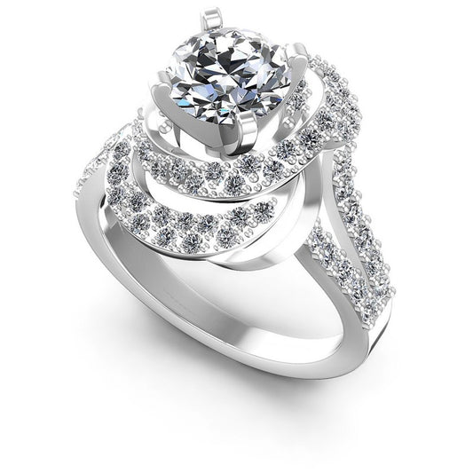 Round Diamonds 1.10CT Engagement Ring in 14KT White Gold