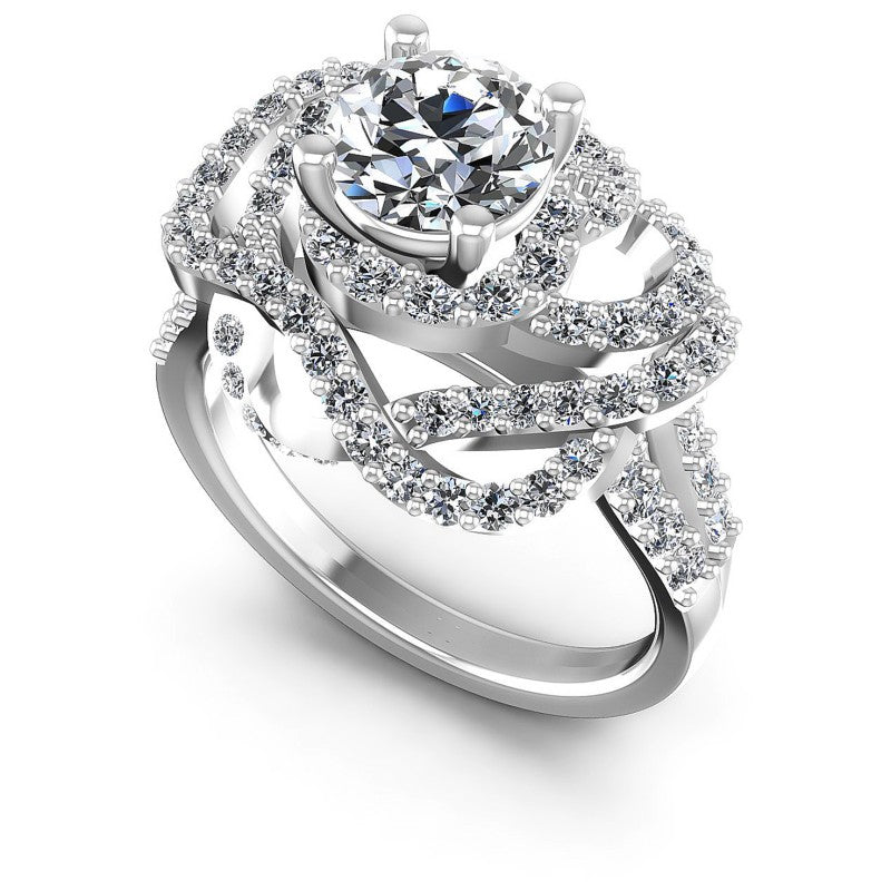 Round Diamonds 1.30CT Engagement Ring in 14KT White Gold