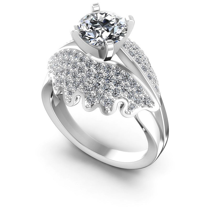 Round Diamonds 1.00CT Engagement Ring in 14KT White Gold